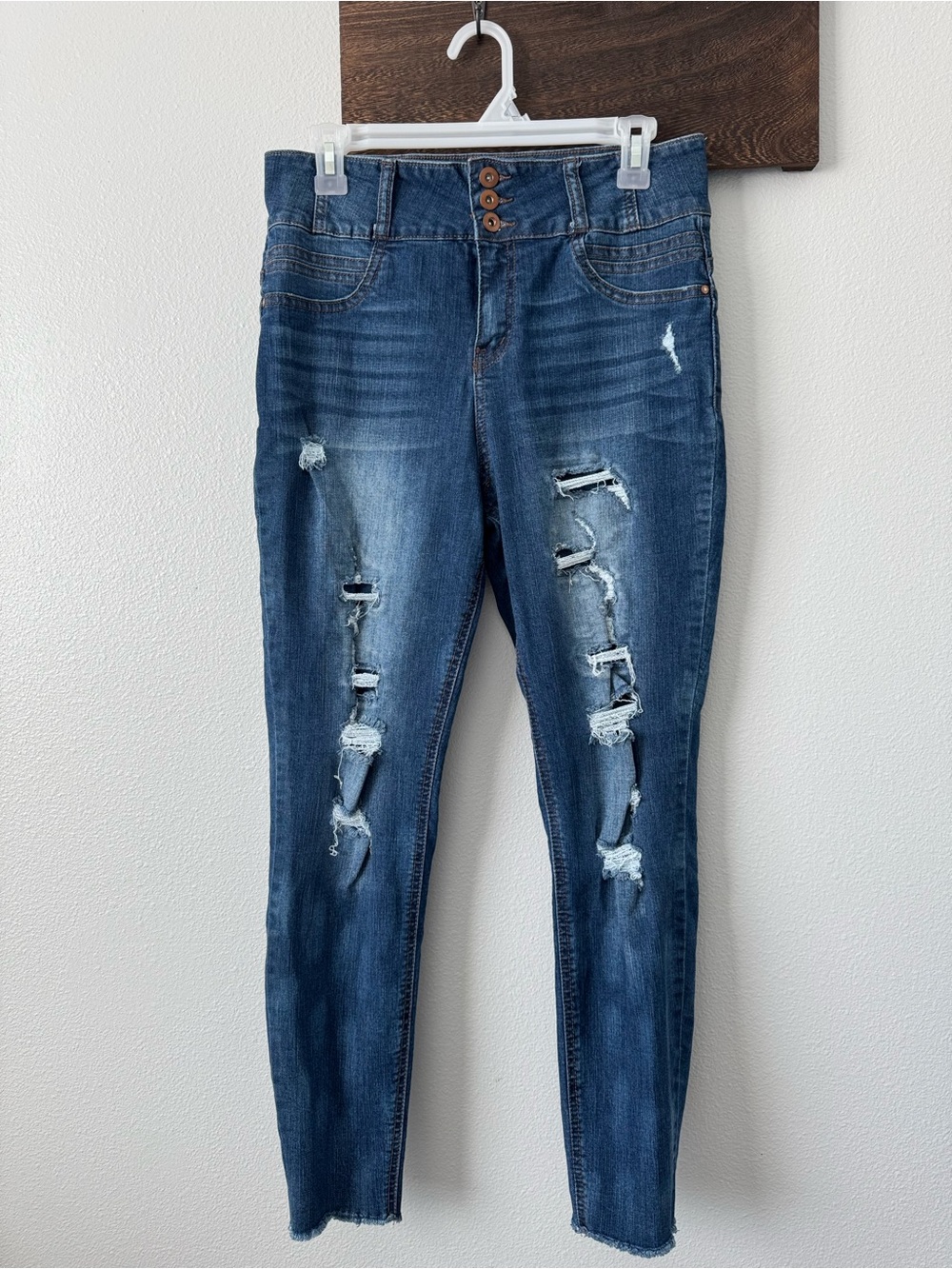 NOBO Women’s Distressed High-Rise Skinny Jeans - Blue